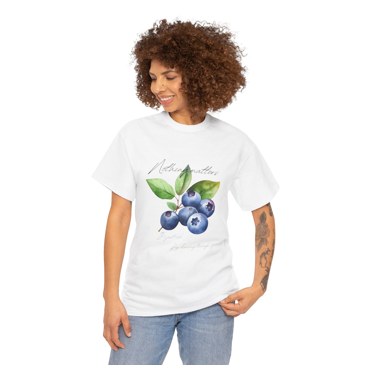 "Nothing Matters" Blueberry Botanical Unisex Heavy Cotton Tee