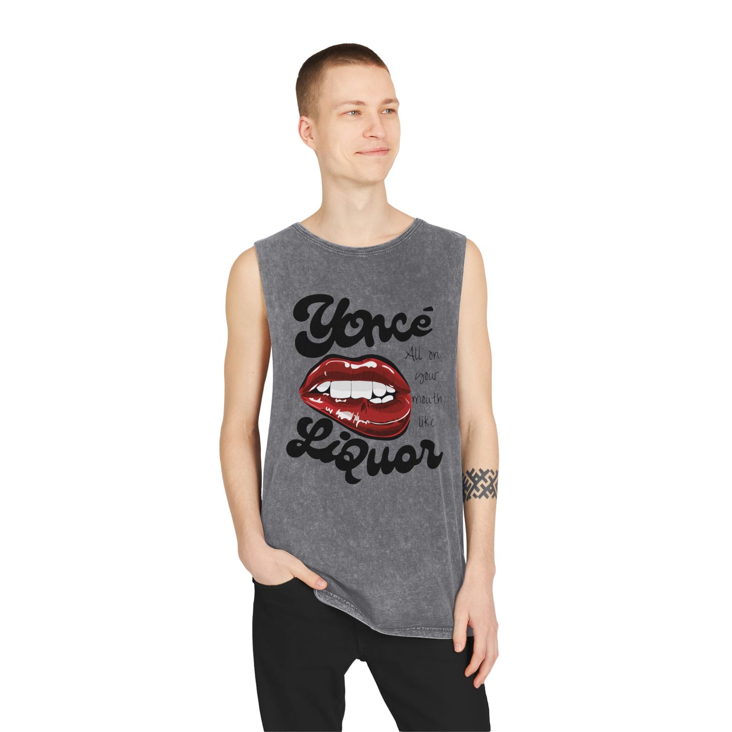 Yoncé Liquor Graphic Tank Top  - Unisex Stonewash Tee